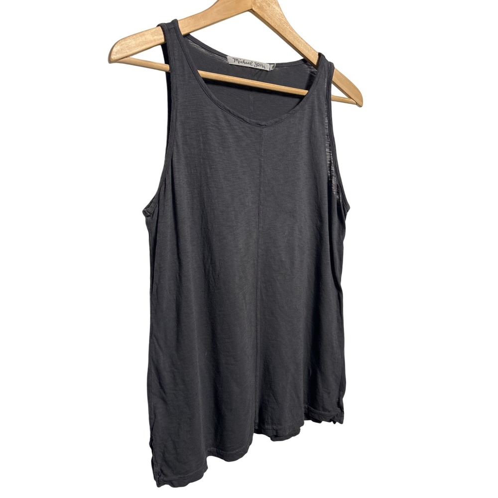 Michael Stars Tank Top Charcoal Gray OS Relaxed Fit V-Neck Sleeveless On Size